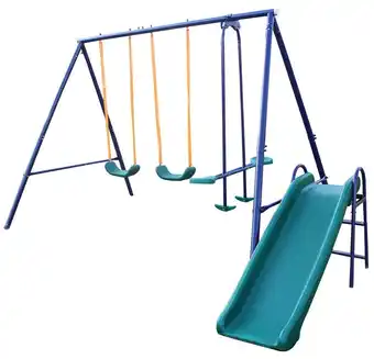 Walmart GUTALOR A-Frame Metal Swing Set with Slide - Available in Blue, Green, and Orange offer