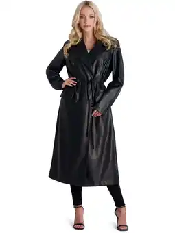 Walmart Avec Les Filles Faux Leather Trench Coat for Women offer