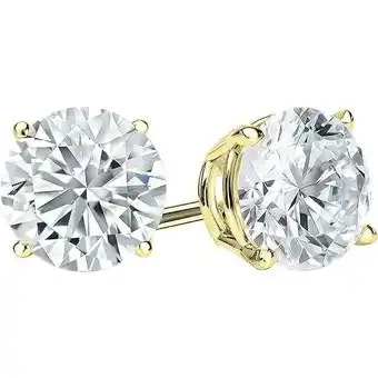 Walmart 2 Ct Moissanite Diamond earrings 14k Yellow Gold over Round Women Mens Earrings offer