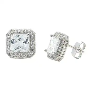 Walmart Cate & Chloe Londyn 18k White Gold Plated Stud Earrings With Simulated Diamond Crystals for Women offer