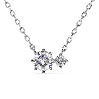 Walmart Cate & Chloe Emma 18k White Gold Plated 2-Stone Pendant Necklace with Swarovski Crystals for Women offer