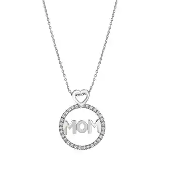 Walmart JeenMata Round Frame Mom Moissanite Pendant Necklace in 18K White Gold over Silver offer