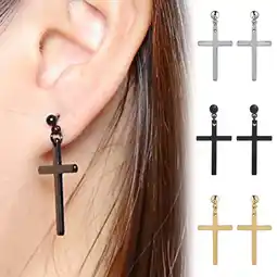 Walmart Anvazise Earring Unisex Lightweight Stainless Steel Cross Dangle Studs Earrings for Party Black offer