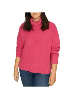 Walmart SANCTUARY Womens Pink Knit Ribbed High Roll-neck Long Sleeve Sweater Plus 1X offer