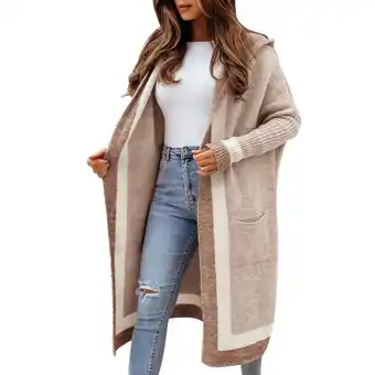 Walmart WNEGSTG Cardigan Sweater Autumn/Winter Casual Versatile Hooded Long Cardigan Sweater Coat for Women offer