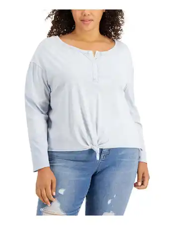 Walmart REBELLIOUS ONE Womens Light Blue Stretch Long Sleeve Boat Neck Top Plus 2X offer