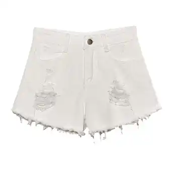 Walmart Women's Casual Denim Shorts Frayed Raw Hem Ripped Jeans Shorts offer