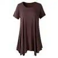 Walmart ALLLIST Summer Tops Short Sleeve Brown Crew Neck Blouses Flowy Solid Pleated Womens T Shirts offer