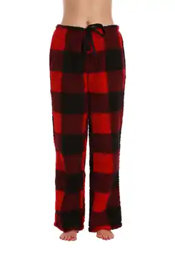 Walmart Just Love Women's Plush Pajama Pants (Big Plaid - Red, Small) offer