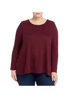 Walmart CHENAULT Womens Burgundy Stretch Ribbed Long Sleeve Round Neck Blouse Plus 1X offer