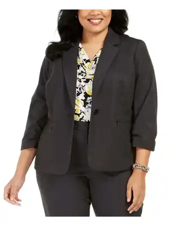 Walmart Kasper Womens Plus Solid Work Wear Blazer Gray 18W offer