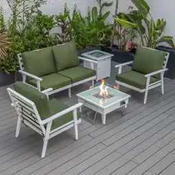 Walmart LeisureMod Walbrooke White Aluminum Patio Conversation Set Green offer