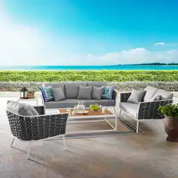 Walmart Modway Stance 6-Piece Aluminum & Fabric Patio Sofa Set in White & Gray offer