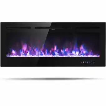 Walmart 50 Inch Recessed Electric Insert Wall Mounted Fireplace with Adjustable Brightness offer