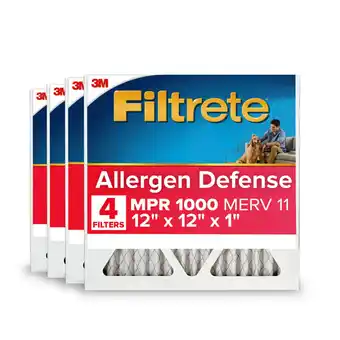 Walmart Filtrete 12x12x1 Air Filter, MPR 1000 MERV 11, Allergen Defense, 4 Filters offer