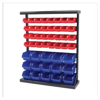 Walmart Wilmar Corp. / Performance Tool METAL STORAGE RACK W/PLASTIC STORAGE BINS offer