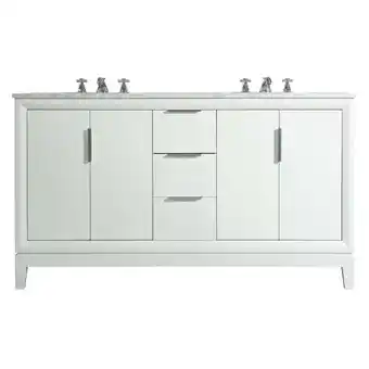 Walmart Water Creation Elizabeth 60 Wood Double Bathroom Vanity in Pure White/Chrome offer