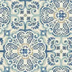 Walmart NuWallpaper Blue Florentine Tile Vinyl Peel And Stick Wallpaper, 216-in by 20.5-in, 30.75 sq. ft offer