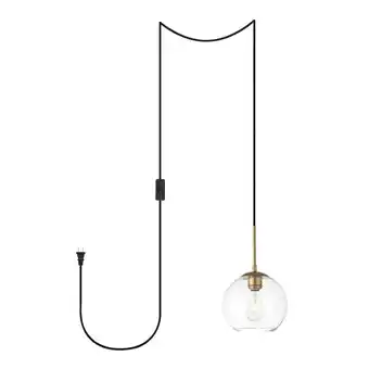 Walmart Baxter 1 Light brass plug-in pendant With Clear Glass offer