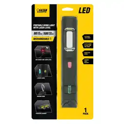 Walmart Feit Electric LED 5W Daylight 500 Lumens of brightness Rechargeable Work Light with Laser Level offer