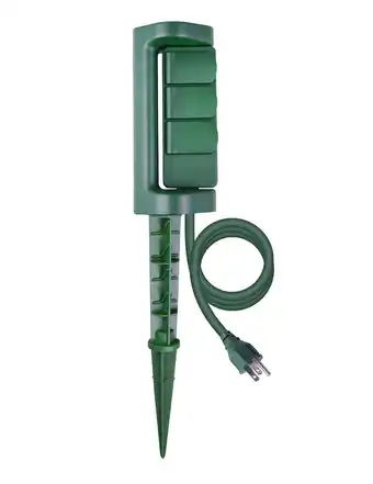 Walmart Hyper Tough Outdoor 3-Outlet Power Stake with Outlet Swivel Function, Green offer