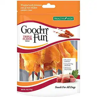 Walmart Healthy Hide Good 'N' Fun Triple Flavor Wings for Dogs, 4 oz, 2 Pack offer