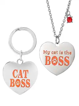 Walmart Connections from Hallmark Stainless Steel Cat My Cat Is the Boss Tag and Necklace Set offer