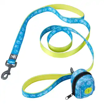 Walmart Best Friends Dual Handle Comfort Dog Leash & Waste Bag Dispenser-Blue&Green offer