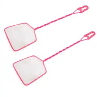 Walmart 2Pcs Pink Plastic Coated Handle Square Fish Net Aquarium Pond Cleaning Tool offer