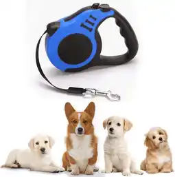 Walmart GIVIMO 16' Plastic, Nylon & Polyester Dog Bone Retractable Dog Leash, Blue, S/M offer