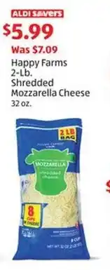 Aldi Happy Farms Shredded Mozzarella Cheese offer