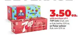 Hy-Vee 7UP soda 12 pk. cans or 8 pk. bottles 12 fl. oz. or Polar seltzer 8 pk. cans 12 fl. oz offer