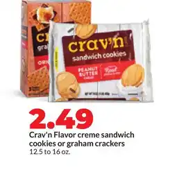 Hy-Vee Crav'n Flavor creme sandwich cookies or graham crackers offer