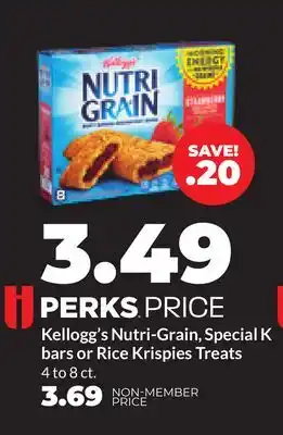 Hy-Vee Kellogg's Nutri-Grain, Special K bars or Rice Krispies Treats offer