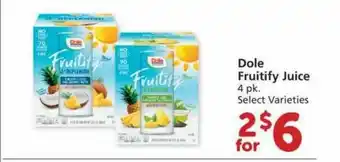 Albertsons Dole Fruitify Juice Select Varieties offer