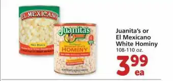 Albertsons Juanita's Or El Mexicano White Hominy offer