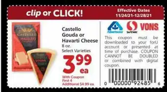 Albertsons Castello Gouda Or Havarti Cheese Select Varieties offer