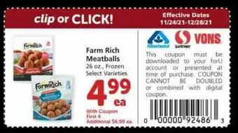 Albertsons Farm Rich Meatballs Select Varieties offer