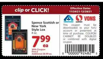 Albertsons Spence Scottish Or New York Style Lox offer
