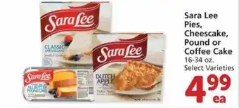 Albertsons Sara Lee Pies Cheescake Pound Or Coffee Cake Select Varieties offer