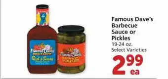 Albertsons Famous Dave's Barbecue Sauce Or Pickles Select Varieties offer