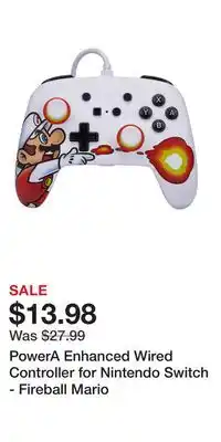 Game Stop PowerA Enhanced Wired Controller for Nintendo Switch - Fireball Mario offer