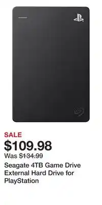 Game Stop Seagate 4TB Game Drive External Hard Drive for PlayStation offer