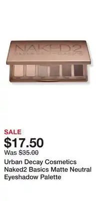 Ulta Beauty Urban Decay Cosmetics Naked2 Basics Matte Neutral Eyeshadow Palette offer