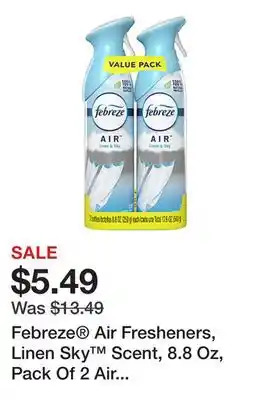 Office Depot Febreze Air Fresheners, Linen Sky Scent, 8.8 Oz, Pack Of 2 Air Fresheners offer