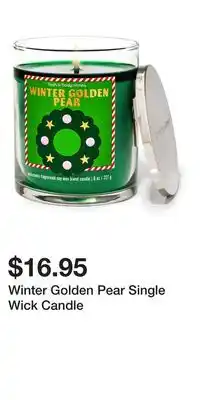 Bath & Body Works Winter Golden Pear Single Wick Candle offer