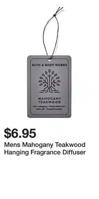 Bath & Body Works Mens Mahogany Teakwood Hanging Fragrance Diffuser offer