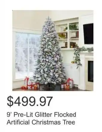 Costco 9' Pre-Lit Glitter Flocked Artificial Christmas Tree offer