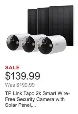 Costco TP Link Tapo 2k Smart Wire- Free Security Camera with Solar Panel,... offer