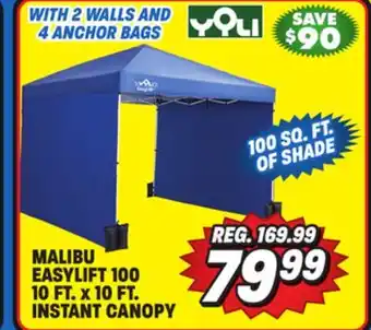 Big 5 Yoli Malibu EasyLift 100 10' x 10' Straight Leg Instant Canopy Value Pack offer